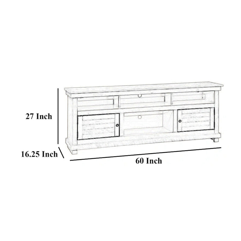 Meuble TV Ayne, 2 portes et 4 étagères, bois noir, 152 cm (60 pouces)