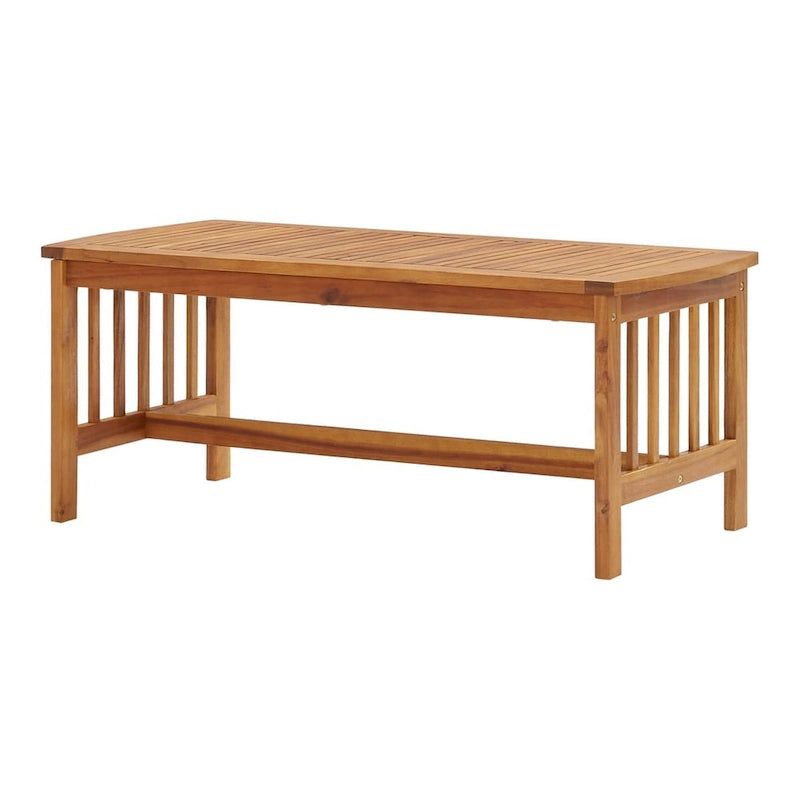 Table basse Mia, en bois d'acacia brun, rectangulaire à lattes, 101,6 cm (40 pouces).