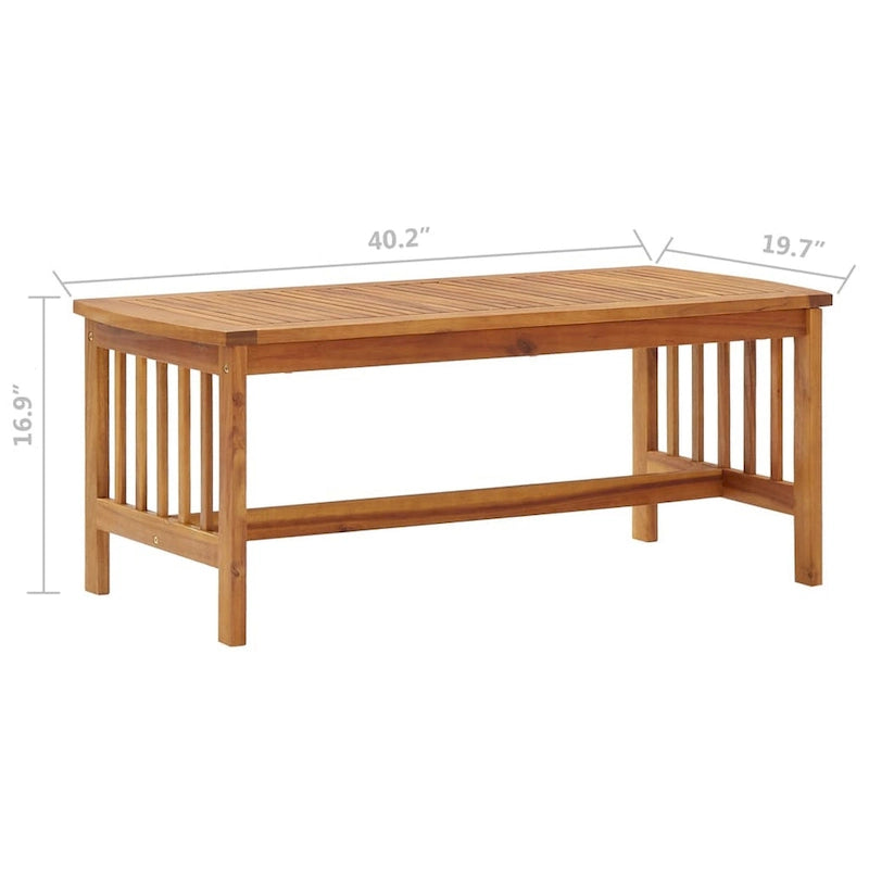 Table basse Mia, en bois d'acacia brun, rectangulaire à lattes, 101,6 cm (40 pouces).
