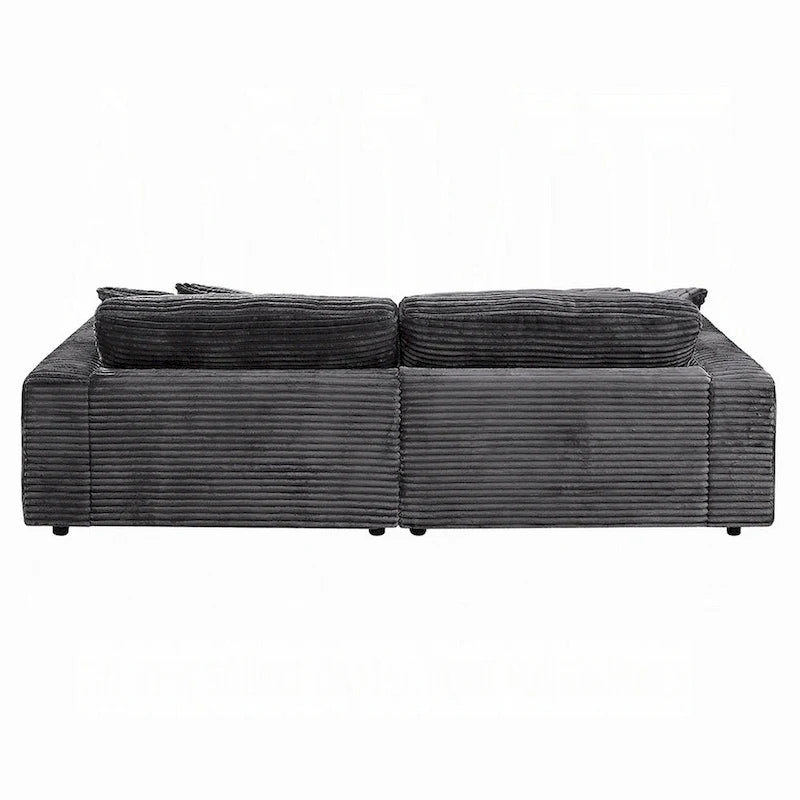 Ensemble canapé-lit d'angle Liny 2 pièces, 4 coussins décoratifs, velours gris foncé