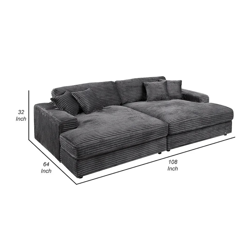 Ensemble canapé-lit d'angle Liny 2 pièces, 4 coussins décoratifs, velours gris foncé