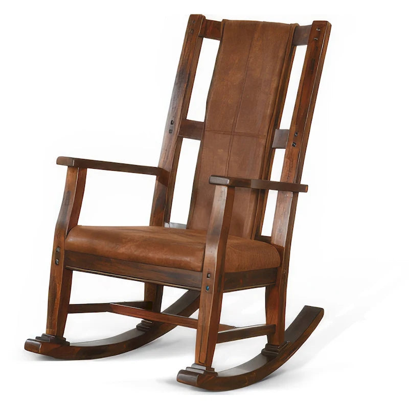 Fauteuil à bascule Odel, assise et dossier en similicuir, marron chocolat foncé
