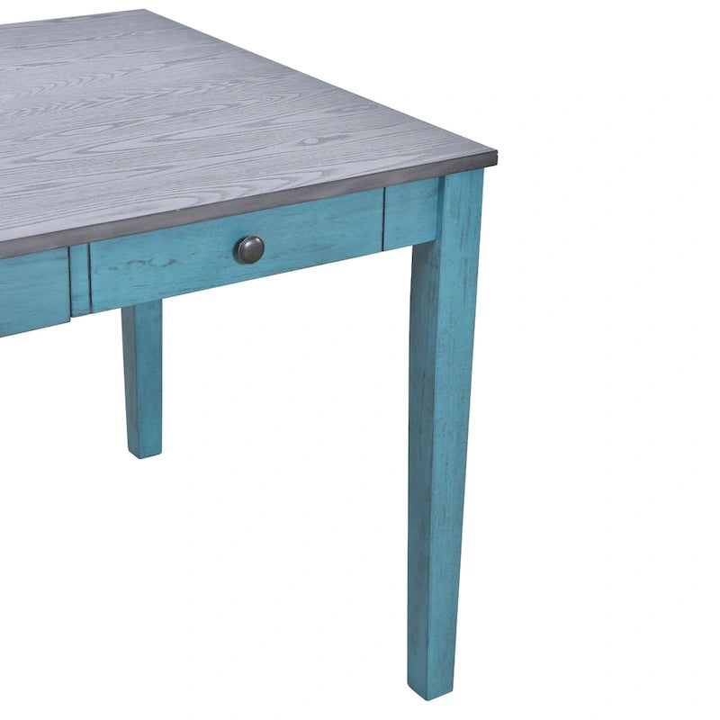 Ensemble de salle à manger pour 6 personnes, comprenant une table en bois 6 pièces avec tiroir de rangement, 4 chaises rembourrées et un banc.