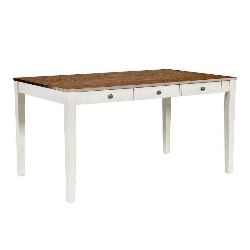 Ensemble de salle à manger pour 6 personnes, comprenant une table en bois 6 pièces avec tiroir de rangement, 4 chaises rembourrées et un banc.
