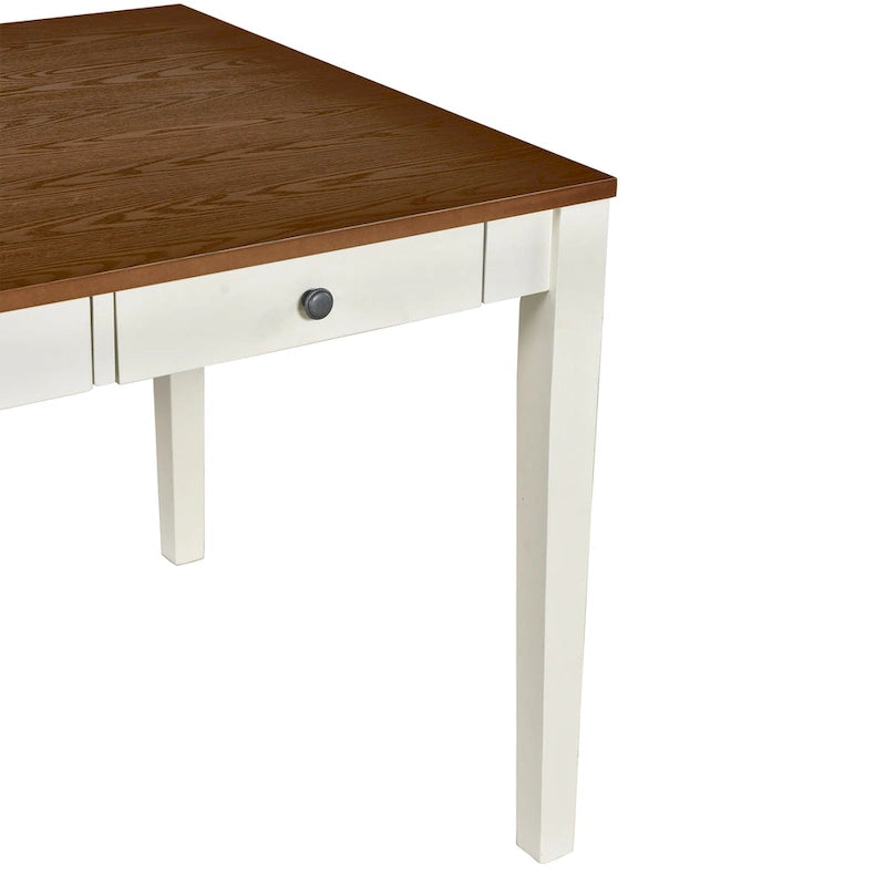 Ensemble de salle à manger pour 6 personnes, comprenant une table en bois 6 pièces avec tiroir de rangement, 4 chaises rembourrées et un banc.