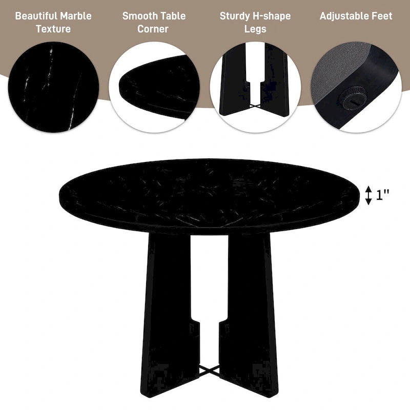 Ensemble de table à manger ronde 5 pièces, ensemble de meubles de cuisine en bois massif comprenant une table et 4 chaises rembourrées