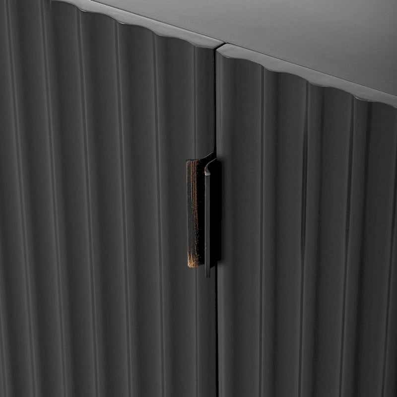 Buffet à 4 portes cannelées, meuble de rangement avec étagères réglables, meuble de rangement en bois