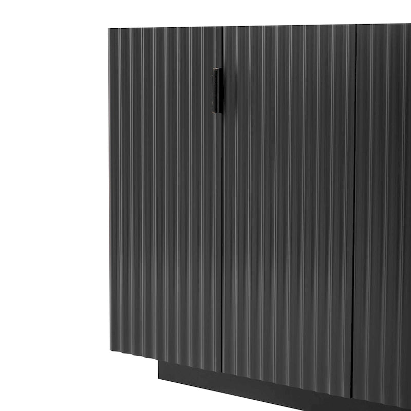 Buffet à 4 portes cannelées, meuble de rangement avec étagères réglables, meuble de rangement en bois