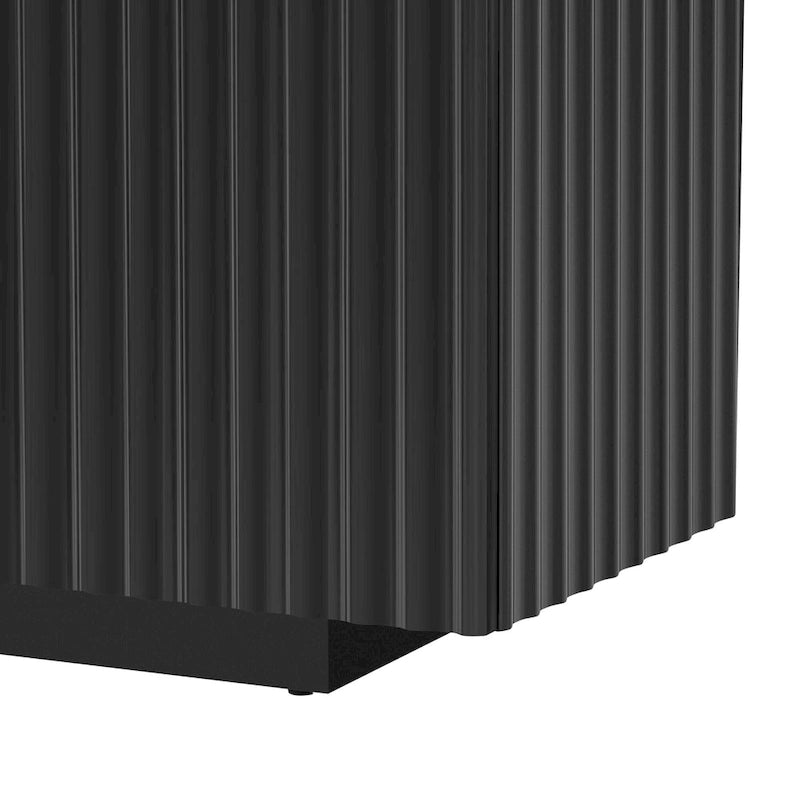 Buffet à 4 portes cannelées, meuble de rangement avec étagères réglables, meuble de rangement en bois