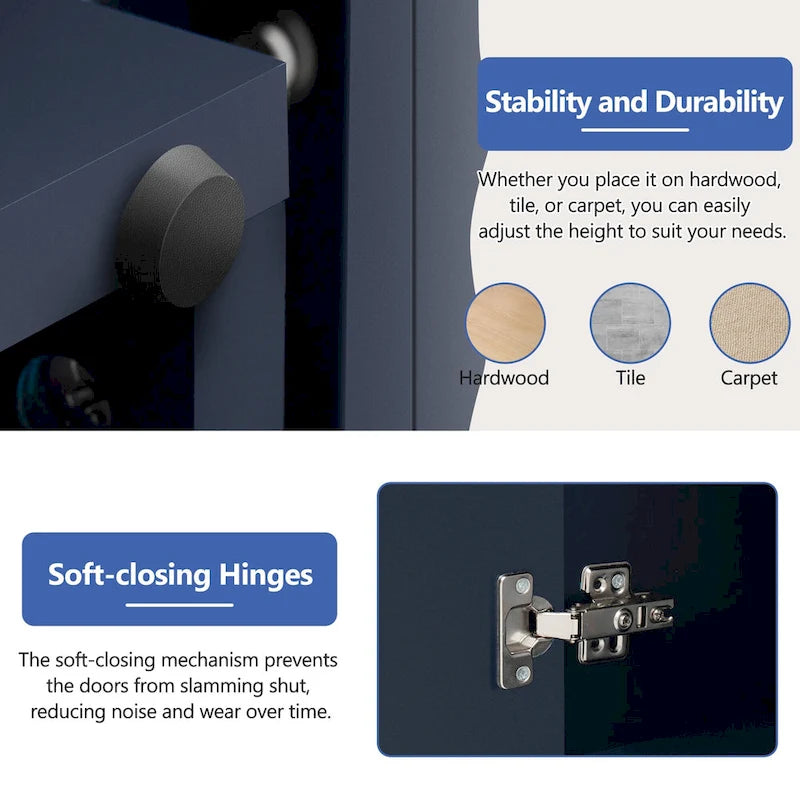 Buffet à 4 portes cannelées, meuble de rangement avec étagères réglables, meuble de rangement en bois