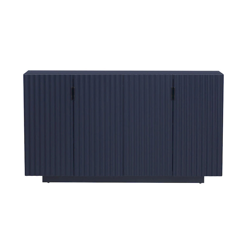 Buffet à 4 portes cannelées, meuble de rangement avec étagères réglables, meuble de rangement en bois