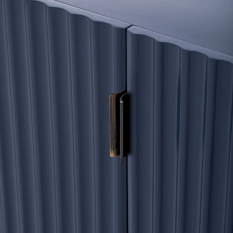 Buffet à 4 portes cannelées, meuble de rangement avec étagères réglables, meuble de rangement en bois