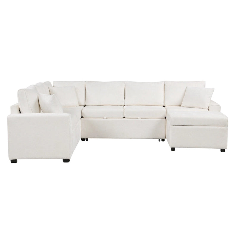Canapé d'angle convertible Roomfitters avec pouf de rangement, trois oreillers et chargeurs intégrés