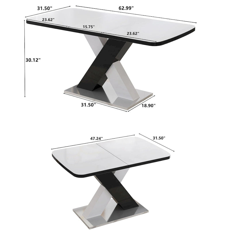 Table de salle à manger carrée extensible moderne