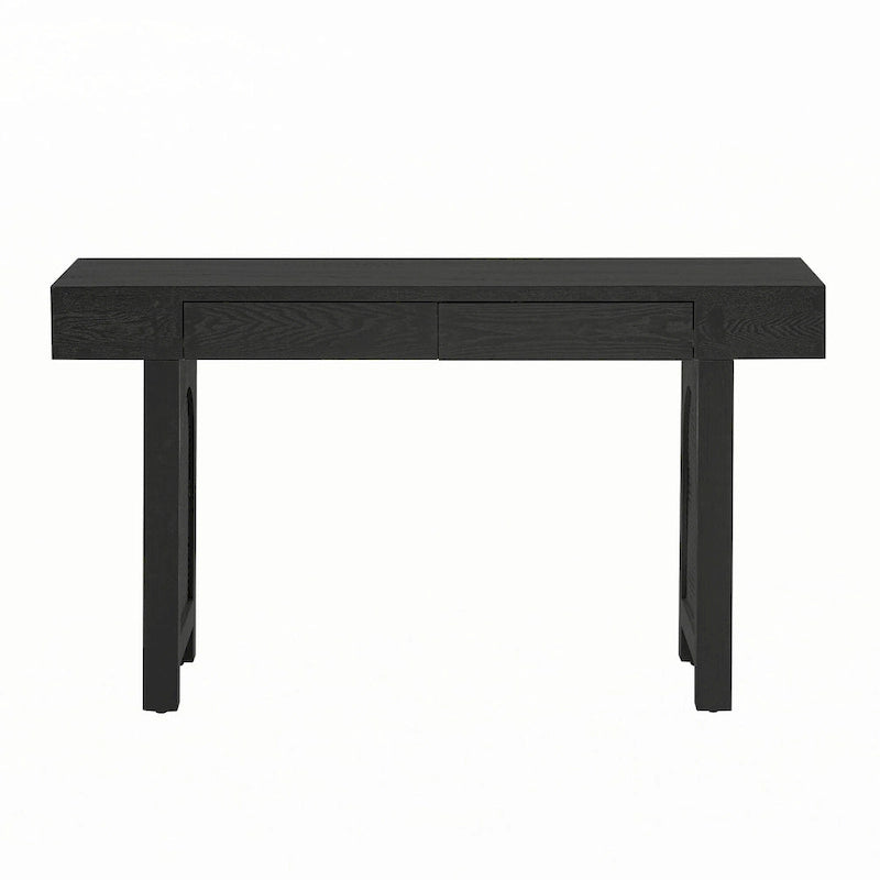 Console étroite avec accents en rotin (noir antique)