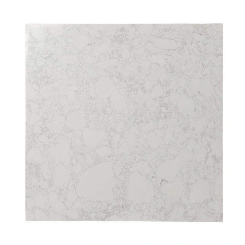 Table basse contemporaine en bois avec plateau imitation marbre et étagères de rangement pour salon - 46,4 cm (H) x 76,2 cm (L) x 76,2 cm (P)