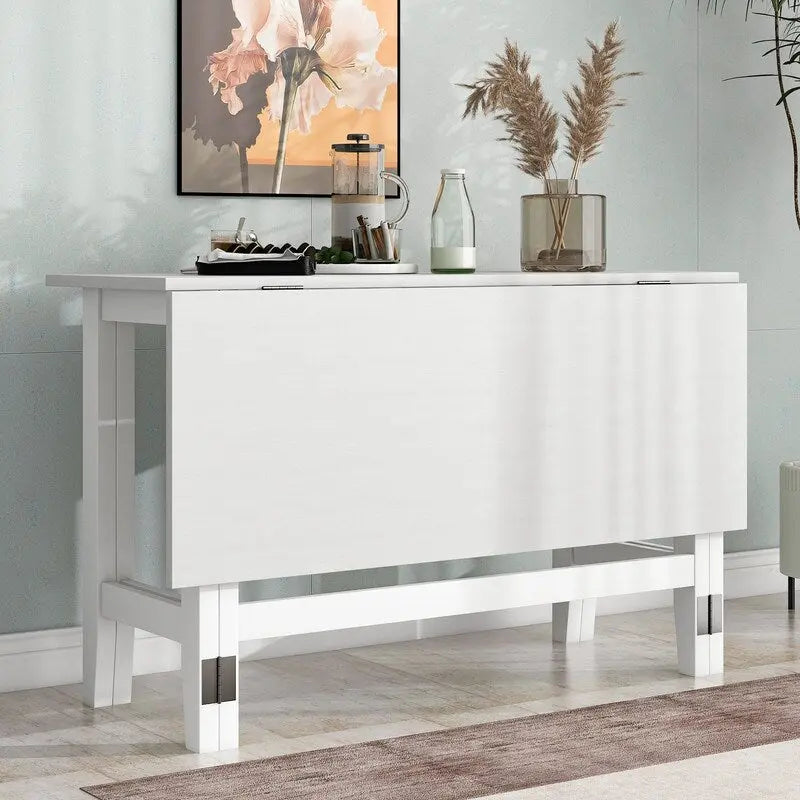 Table de salle à manger rustique à abattants, gain de place, style campagnard, avec plateau en bois extensible - 119 cm (L) x 91 cm (P) x 76 cm (H)