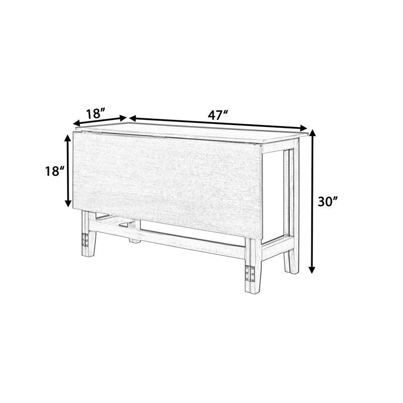 Table de salle à manger rustique à abattants, gain de place, style campagnard, avec plateau en bois extensible - 119 cm (L) x 91 cm (P) x 76 cm (H)