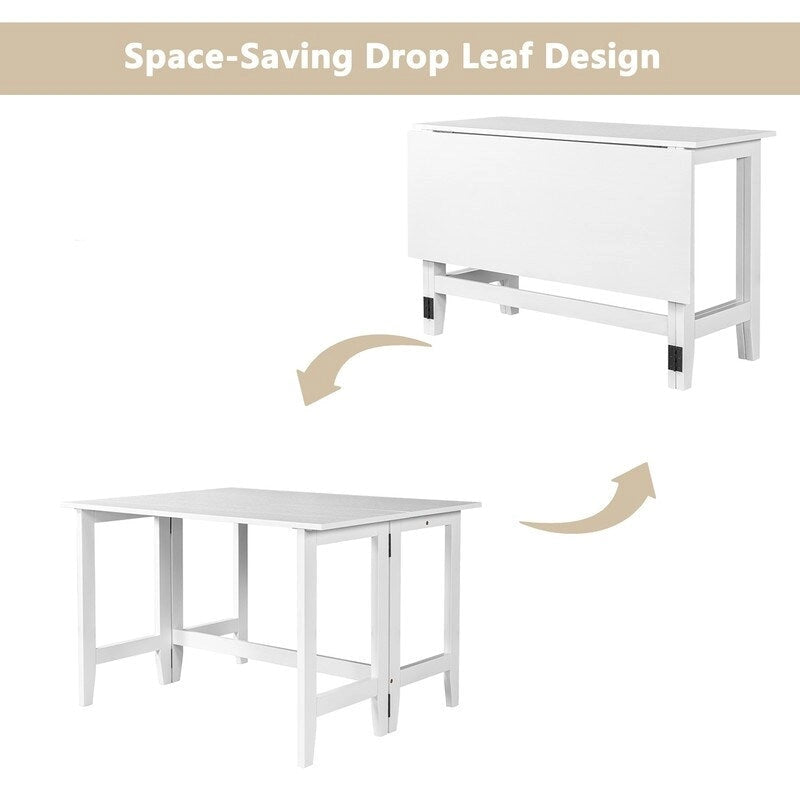 Table de salle à manger rustique à abattants, gain de place, style campagnard, avec plateau en bois extensible - 119 cm (L) x 91 cm (P) x 76 cm (H)