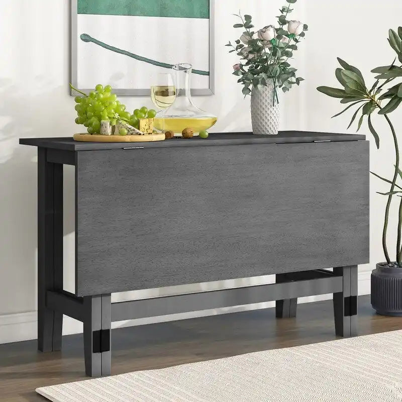 Table de salle à manger rustique à abattants, gain de place, style campagnard, avec plateau en bois extensible - 119 cm (L) x 91 cm (P) x 76 cm (H)