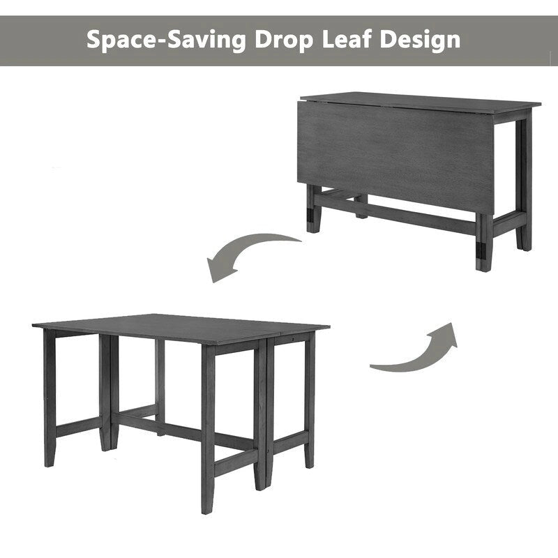 Table de salle à manger rustique à abattants, gain de place, style campagnard, avec plateau en bois extensible - 119 cm (L) x 91 cm (P) x 76 cm (H)