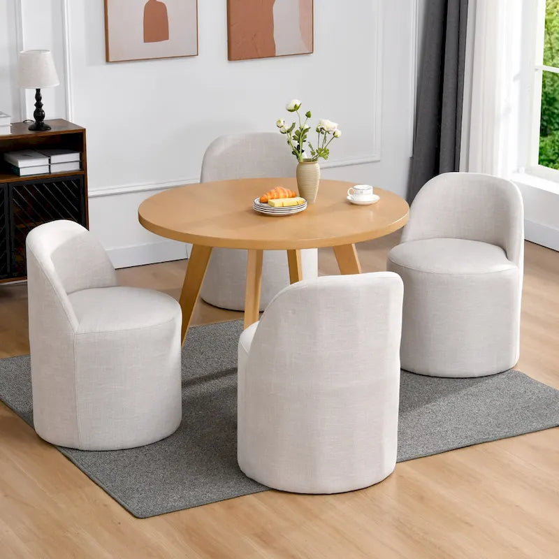 Cottage 21.5 Wide Upholstered Barrel Arm Dining Chairs
