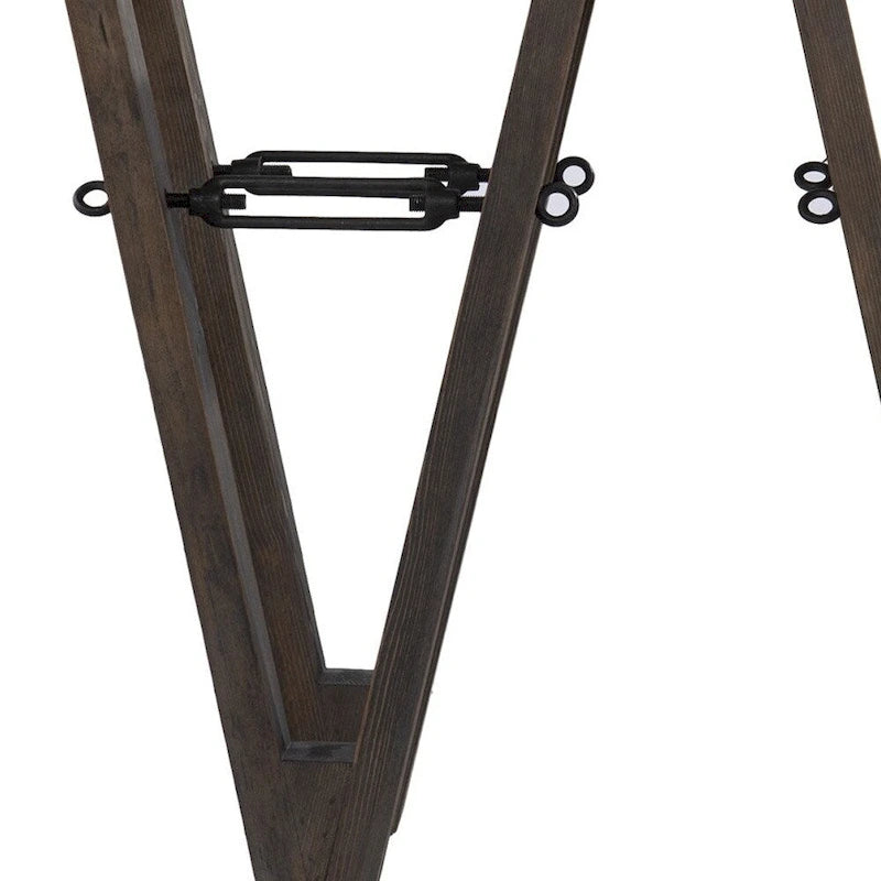 Console en bois recyclé et verre transparent avec piètement abstrait - 46 cm L x 18 cm l x 29,5 cm H