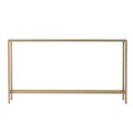 Console en verre miroir argenté, pieds en métal doré et style moderne - 56 cm L x 8 cm l x 30 cm H
