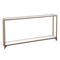 Console en verre miroir avec structure en métal et étagère - 56 cm L x 8 cm l x 29 cm H