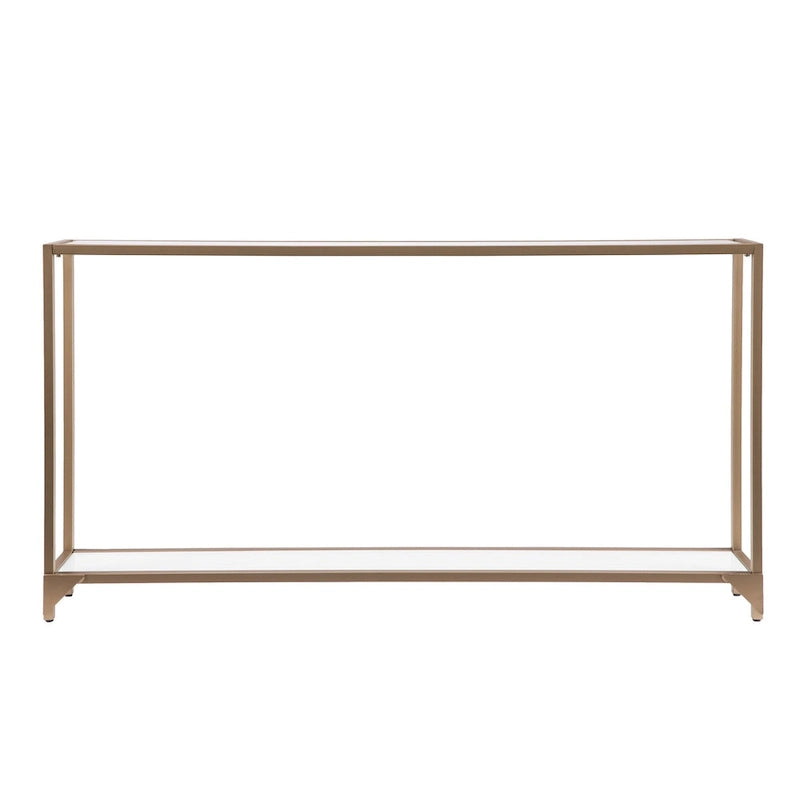 Console en verre miroir avec structure en métal et étagère - 56 cm L x 8 cm l x 29 cm H