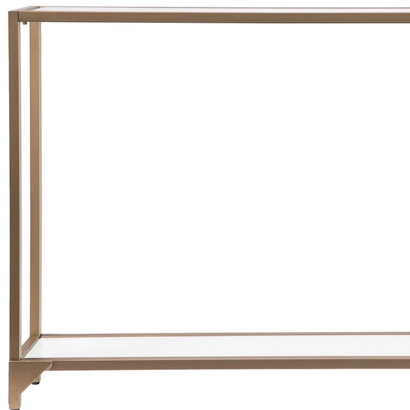 Console en verre miroir avec structure en métal et étagère - 56 cm L x 8 cm l x 29 cm H