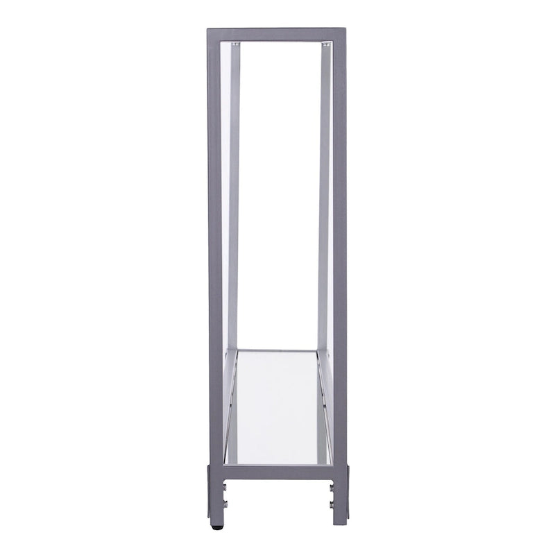 Console en verre miroir avec structure en métal et étagère - 56 cm L x 8 cm l x 29 cm H