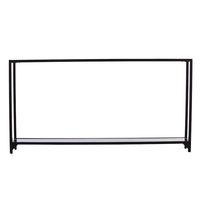 Console en verre miroir avec structure en métal et étagère - 56 cm L x 8 cm l x 29 cm H