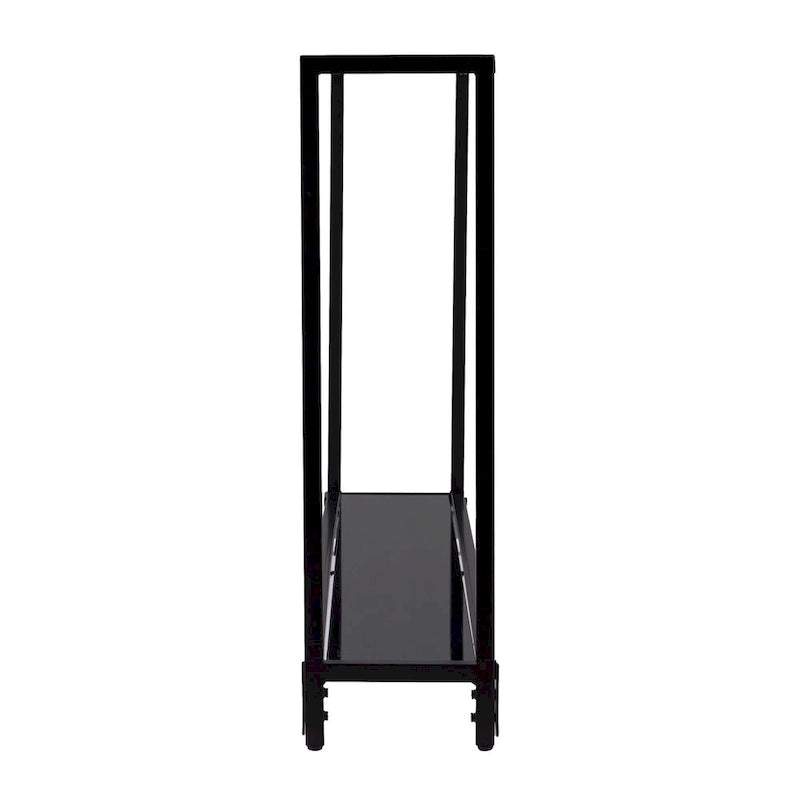 Console en verre miroir avec structure en métal et étagère - 56 cm L x 8 cm l x 29 cm H