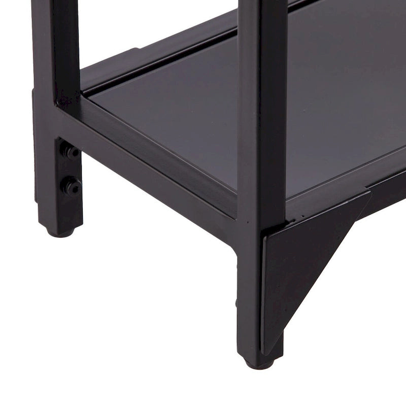 Console en verre miroir avec structure en métal et étagère - 56 cm L x 8 cm l x 29 cm H