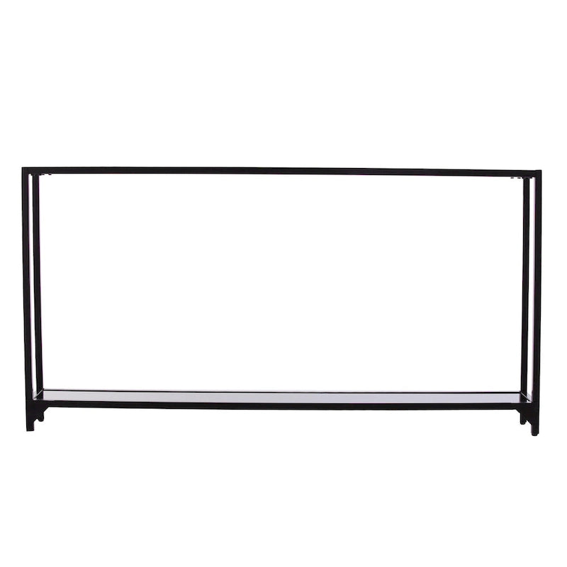 Console en verre miroir avec structure en métal et étagère - 56 cm L x 8 cm l x 29 cm H
