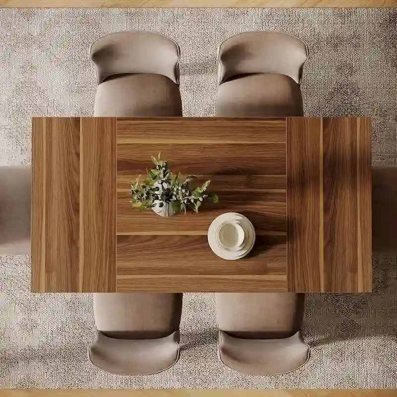 Table de salle à manger rectangulaire de 140 cm (55 pouces) pour 4 à 6 personnes, avec pieds robustes.