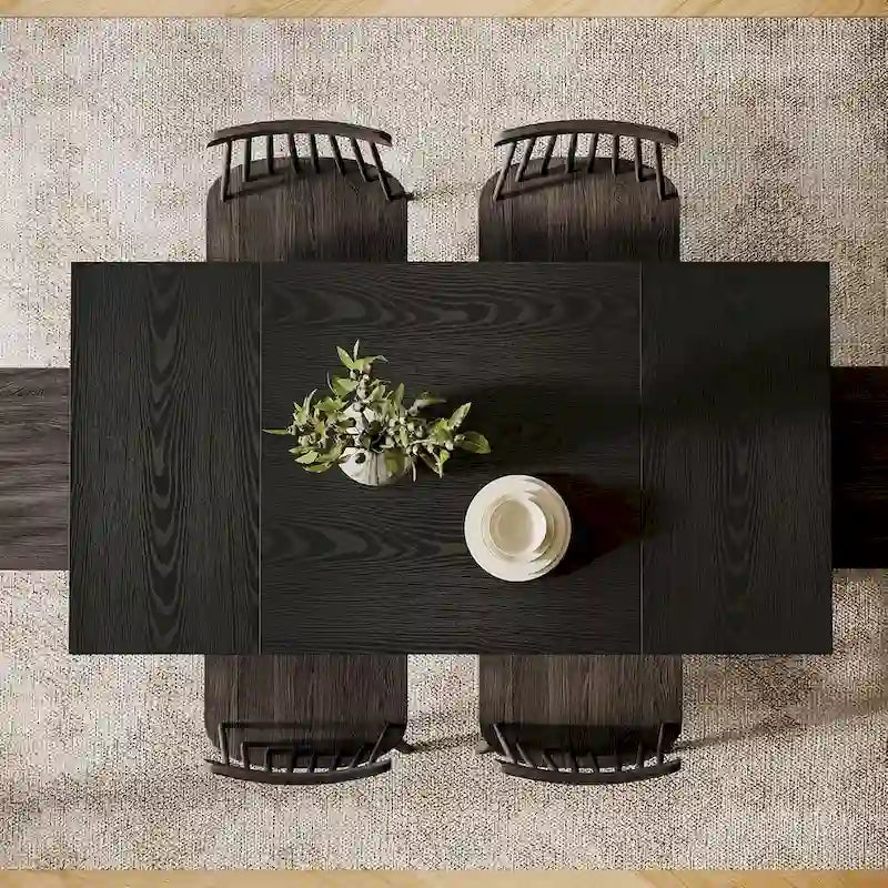 Table de salle à manger rectangulaire de 140 cm (55 pouces) pour 4 à 6 personnes, avec pieds robustes.