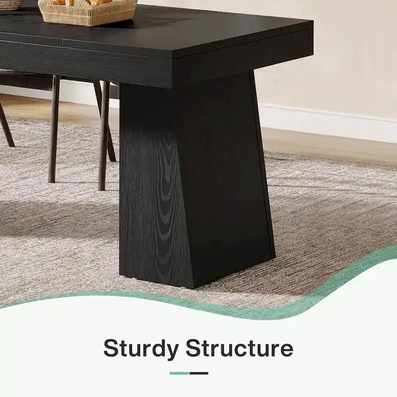 Table de salle à manger rectangulaire de 140 cm (55 pouces) pour 4 à 6 personnes, avec pieds robustes.