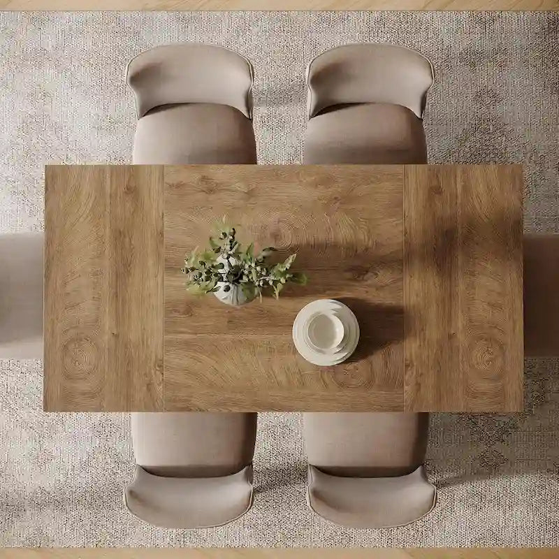 Table de salle à manger rectangulaire de 140 cm (55 pouces) pour 4 à 6 personnes, avec pieds robustes.