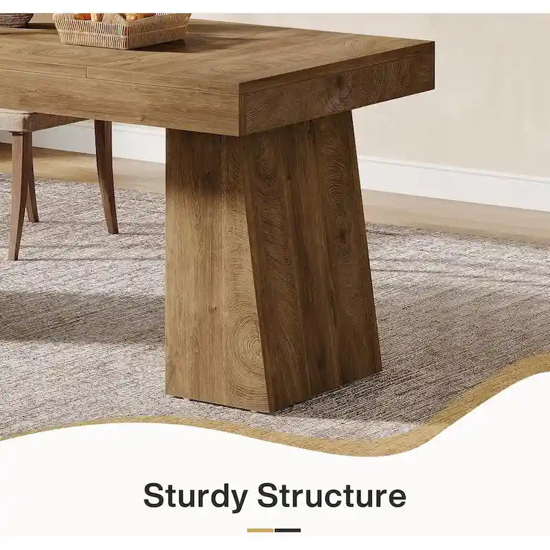 Table de salle à manger rectangulaire de 140 cm (55 pouces) pour 4 à 6 personnes, avec pieds robustes.