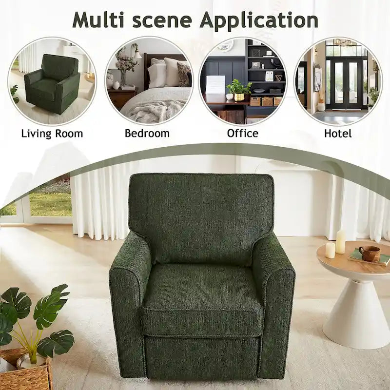 Fauteuil pivotant Chenille 360°, fauteuil moderne avec poches latérales, canapé pivotant, fauteuil inclinable ergonomique pour chambre à coucher