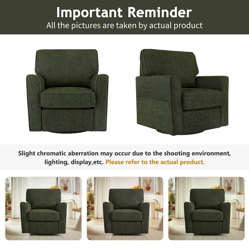 Fauteuil pivotant Chenille 360°, fauteuil moderne avec poches latérales, canapé pivotant, fauteuil inclinable ergonomique pour chambre à coucher