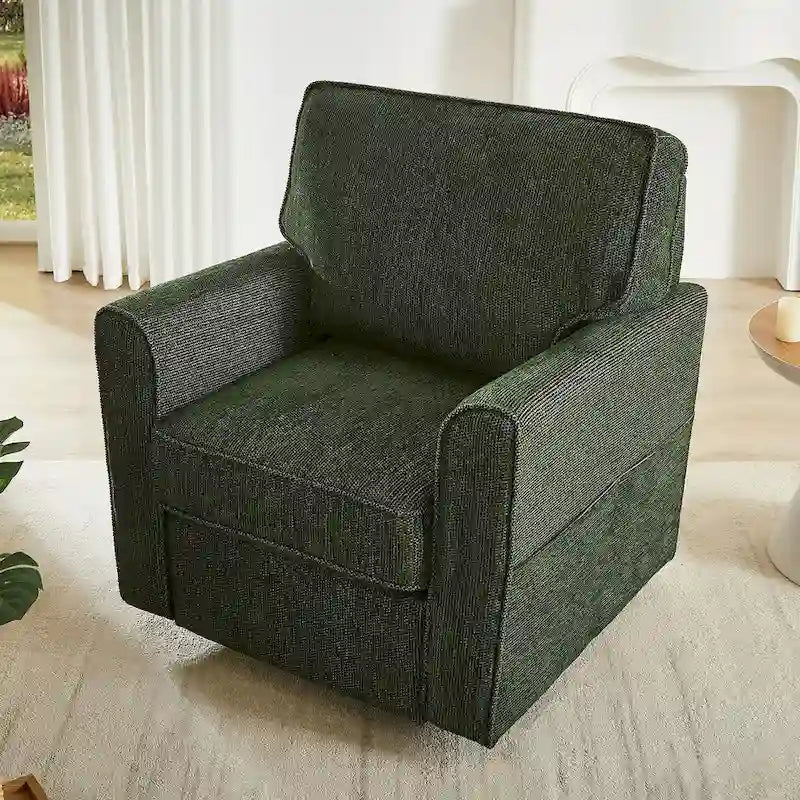 Fauteuil pivotant Chenille 360°, fauteuil moderne avec poches latérales, canapé pivotant, fauteuil inclinable ergonomique pour chambre à coucher