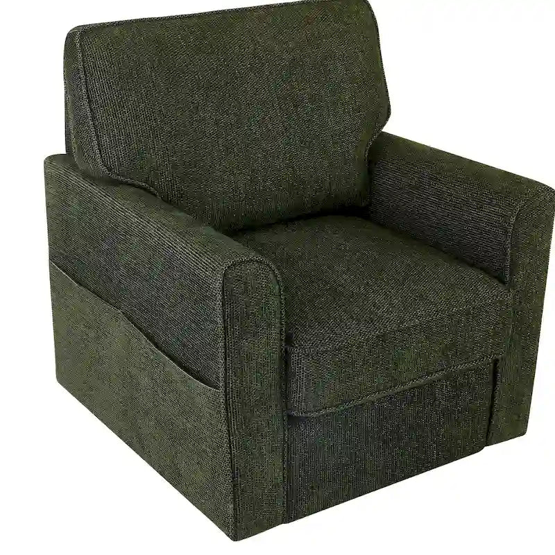 Fauteuil pivotant Chenille 360°, fauteuil moderne avec poches latérales, canapé pivotant, fauteuil inclinable ergonomique pour chambre à coucher