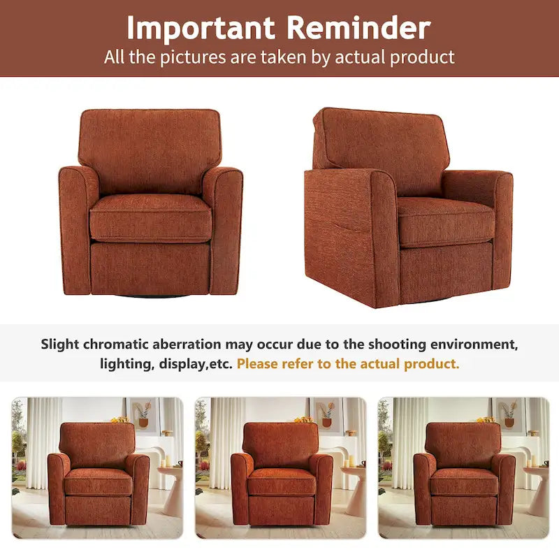 Fauteuil pivotant Chenille 360°, fauteuil moderne avec poches latérales, canapé pivotant, fauteuil inclinable ergonomique pour chambre à coucher
