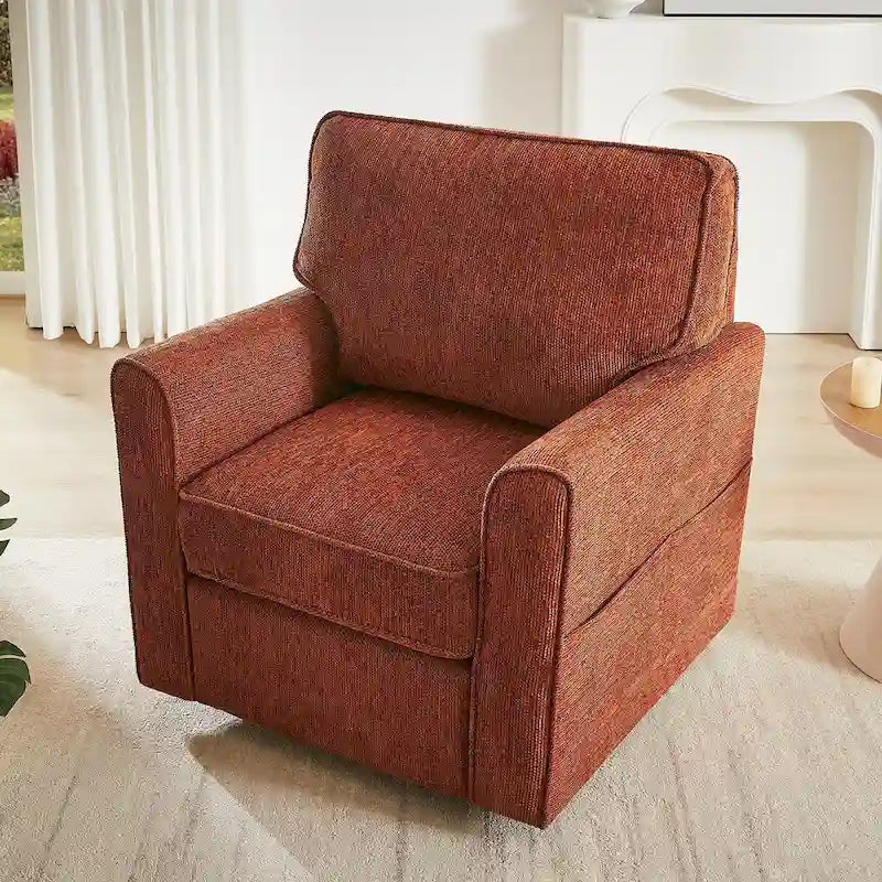 Fauteuil pivotant Chenille 360°, fauteuil moderne avec poches latérales, canapé pivotant, fauteuil inclinable ergonomique pour chambre à coucher