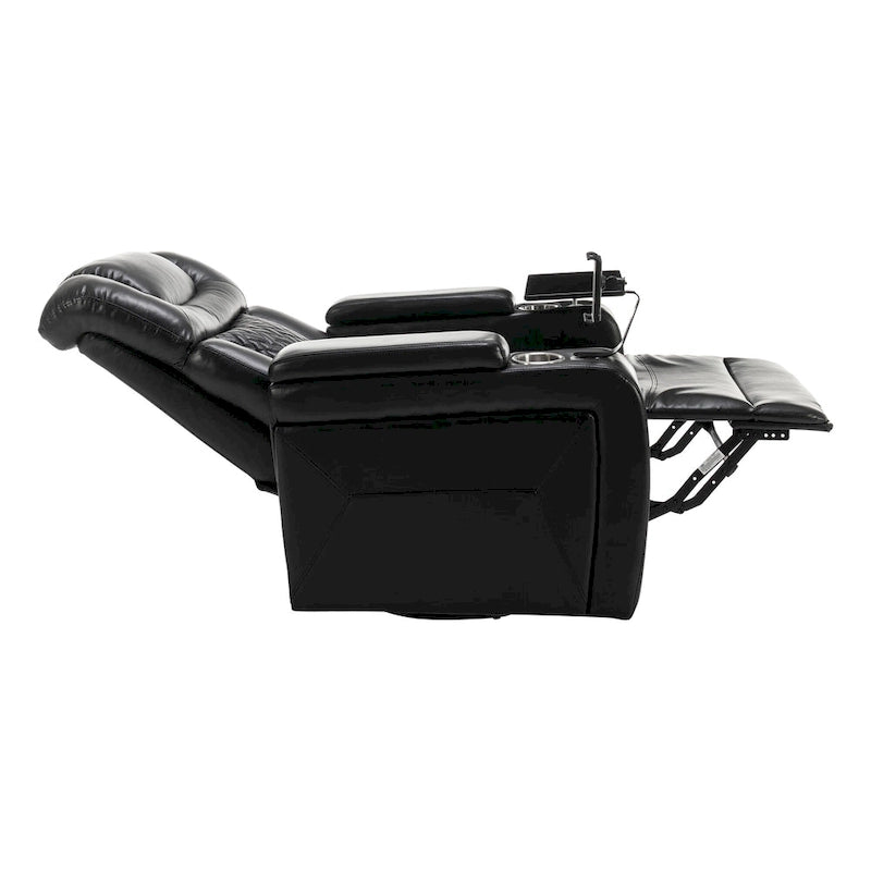 Fauteuil inclinable électrique pivotant à 270° en cuir PU avec support pour téléphone, porte-gobelet et port USB - Idéal pour le salon ou le home cinéma.