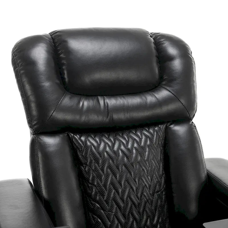 Fauteuil inclinable électrique pivotant à 270° en cuir PU avec support pour téléphone, porte-gobelet et port USB - Idéal pour le salon ou le home cinéma.