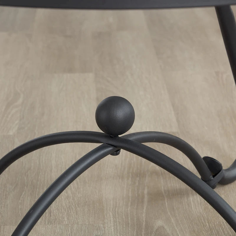 Table basse ronde rustique en verre trempé (2 pièces) avec table d'appoint pour salon, noire